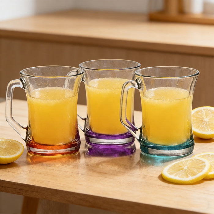 3PCS Zen Coral Glass Tea Mug 225cc Clear Glass Cups Home Kitchen Random Colour 🇬🇧