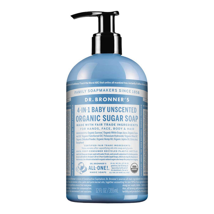 Dr Bronner's 4-in-1 Organic Sugar Soaps - Baby Unscented _1