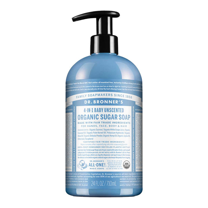 Dr Bronner's 4-in-1 Organic Sugar Soaps - Baby Unscented _2