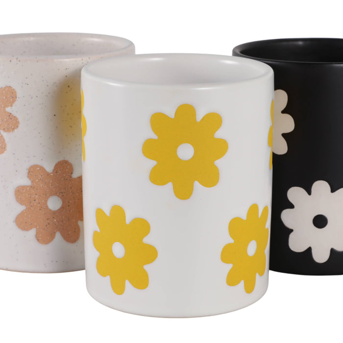 5 in. Stoneware Flower Power Pencil Cups