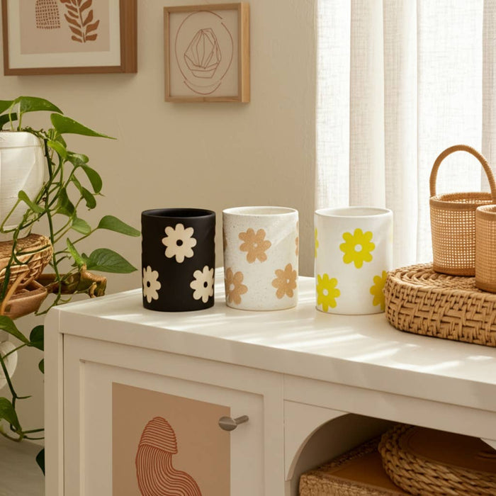 5 in. Stoneware Flower Power Pencil Cups