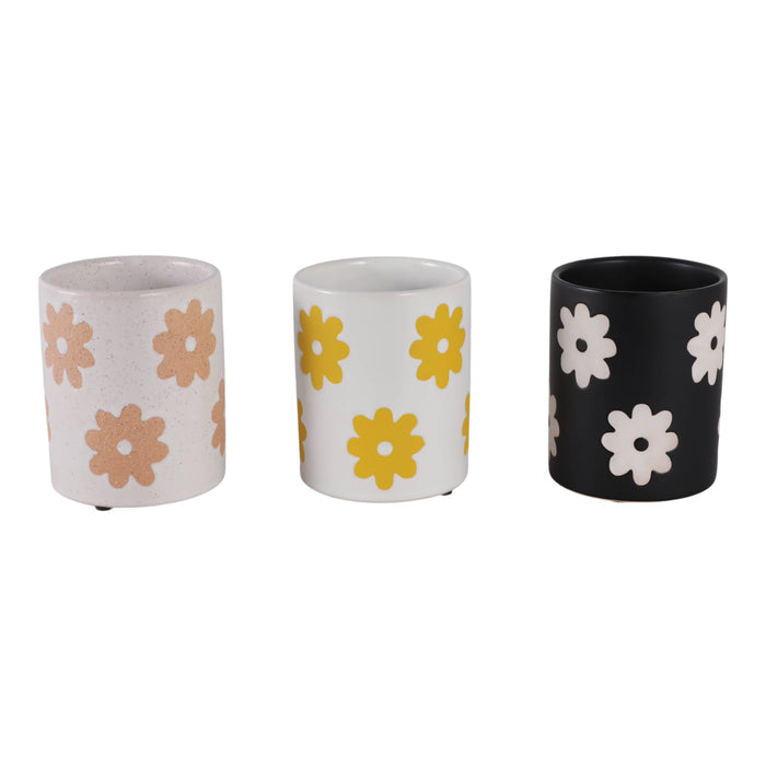 5 in. Stoneware Flower Power Pencil Cups