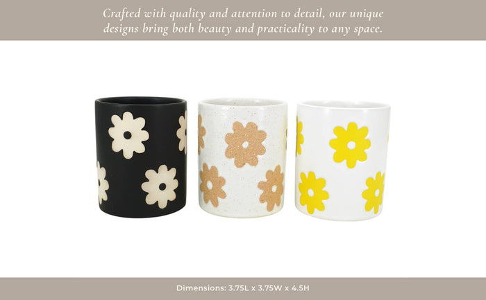 5 in. Stoneware Flower Power Pencil Cups