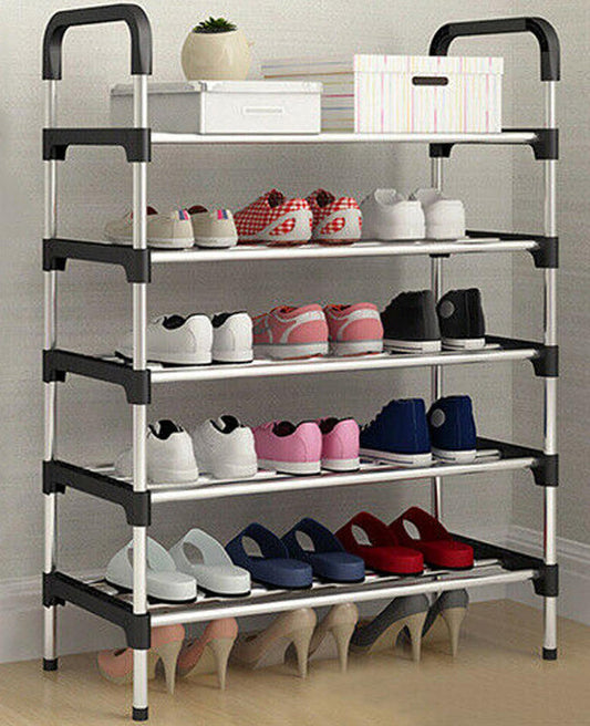 5 Tier Stainless Steel Shoe Rack - Multipurpose Storage Rack 🇬🇧