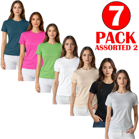 7 Pack Women's Plain Poly-cotton T-Shirts 🇬🇧