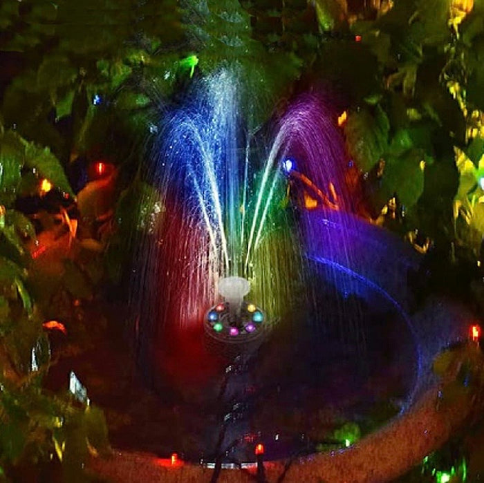 7W Solar Powered Fountain Coloured LED Water Pump with 11 Nozzles for Garden, Fountain, Birth Bath 🇬🇧