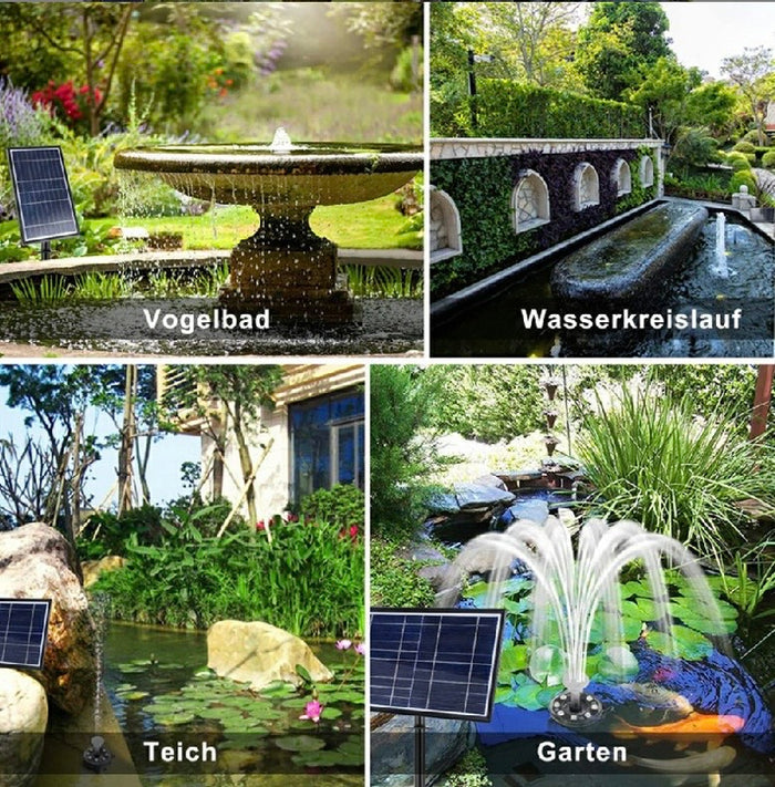 7W Solar Powered Fountain Coloured LED Water Pump with 11 Nozzles for Garden, Fountain, Birth Bath 🇬🇧