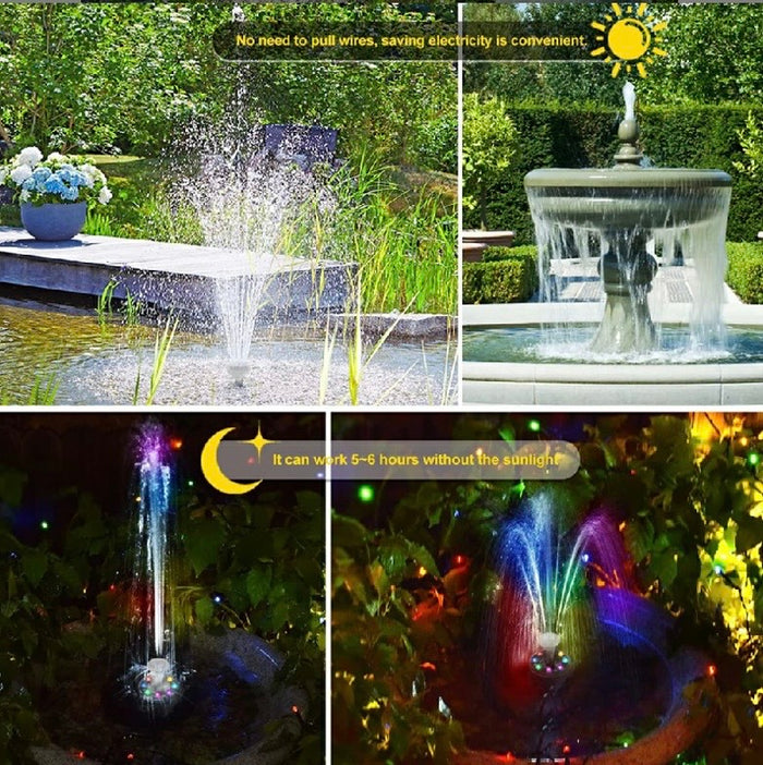 7W Solar Powered Fountain Coloured LED Water Pump with 11 Nozzles for Garden, Fountain, Birth Bath 🇬🇧