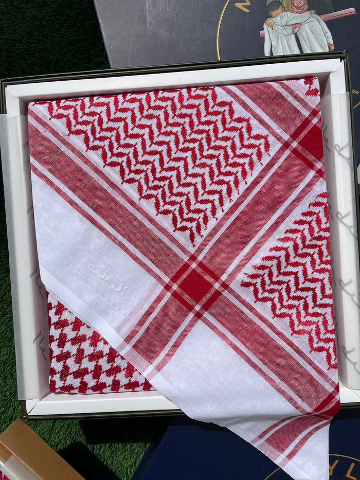 Unisex Red & White Shemagh Keffiyeh Scarf - Tabuk