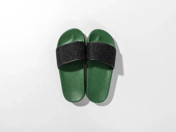 Adult Slippers w/ Sublimation PU Leather ( Green Sole)