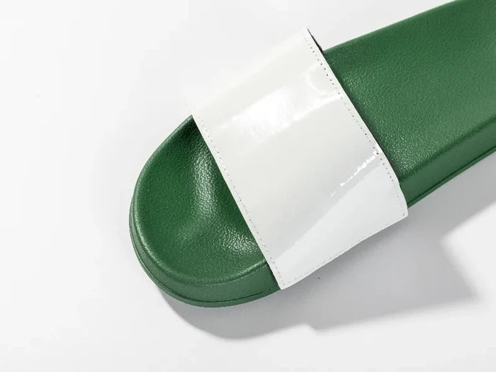Adult Slippers w/ Sublimation PU Leather ( Green Sole)