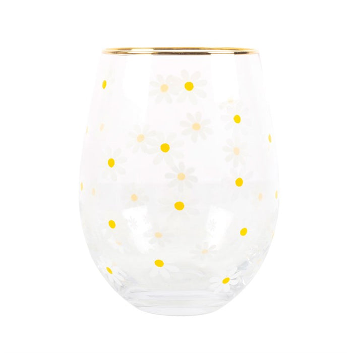 All Over Daisy Print Stemless Wine Glass 🇬🇧