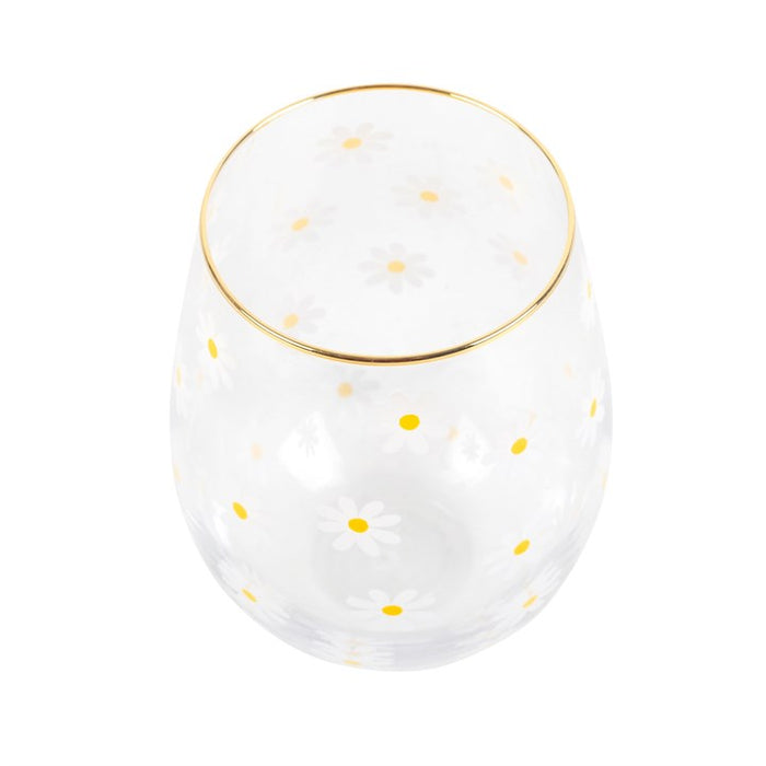 All Over Daisy Print Stemless Wine Glass 🇬🇧