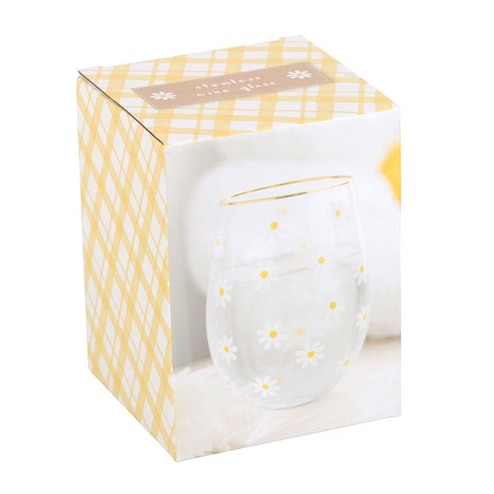 All Over Daisy Print Stemless Wine Glass 🇬🇧