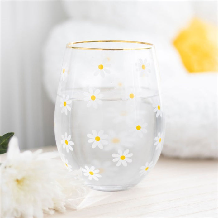 All Over Daisy Print Stemless Wine Glass 🇬🇧