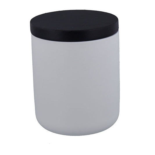 Amalfi Porcelain Jar - White with BLACK Wooden Lid