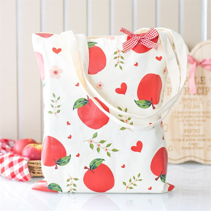 Apple Print Polycotton Tote Bag 🇬🇧
