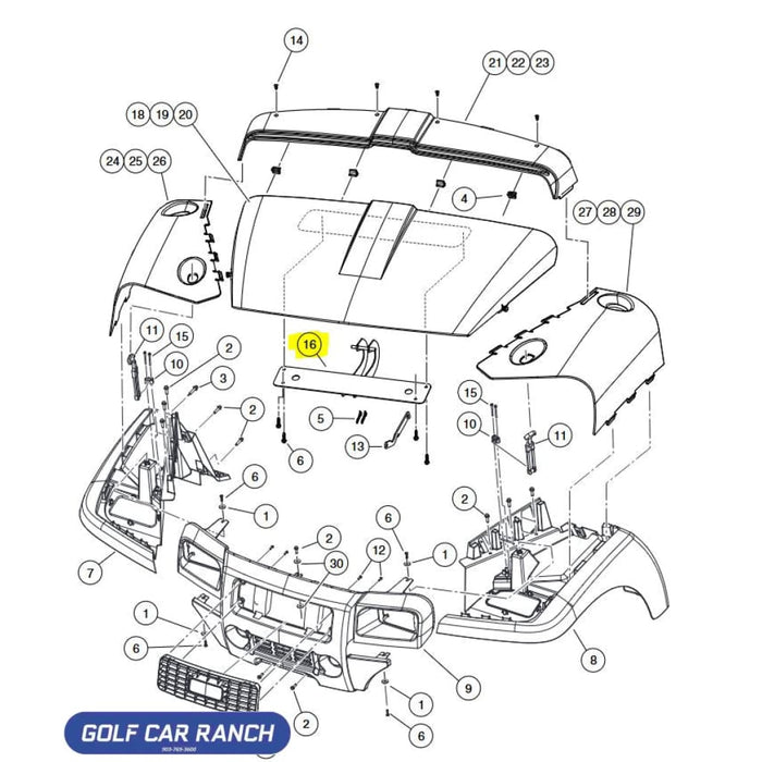 ASM HOOD HINGE - XRT/CA-15^ - 103588001 CLUB CAR CA/XRT REPAIR PART
