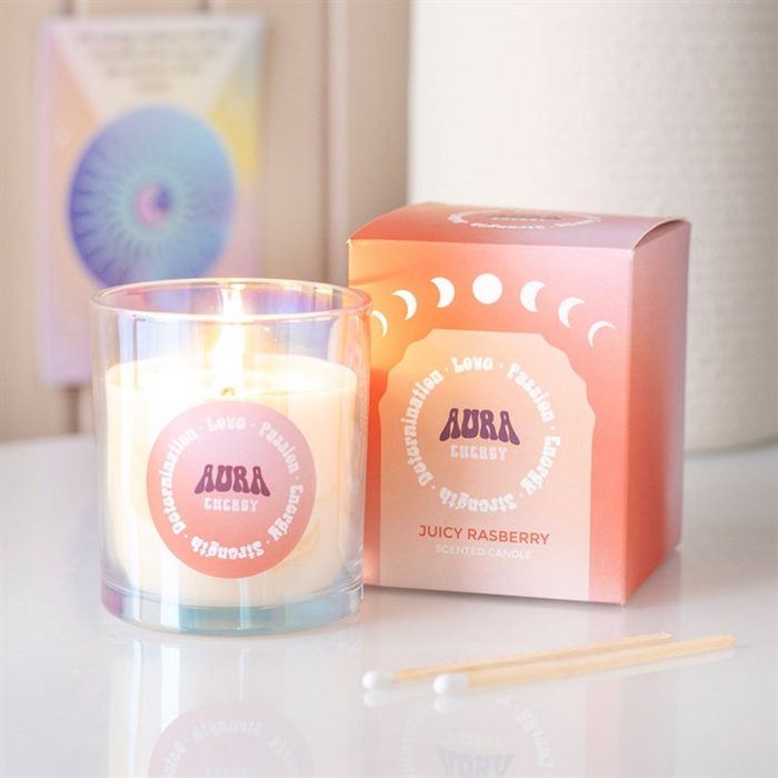 Aura Energy Juicy Raspberry Iridescent Candle 🇬🇧