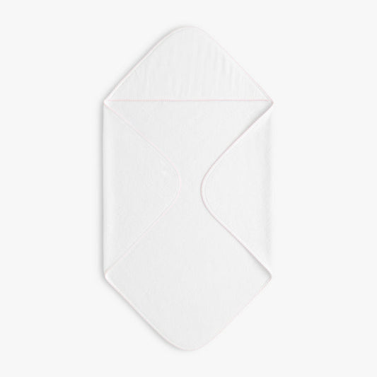 White hooded towel with blue trim