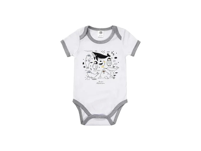 Baby Onesie Short Sleeve L(Gray Edge,6-12M)