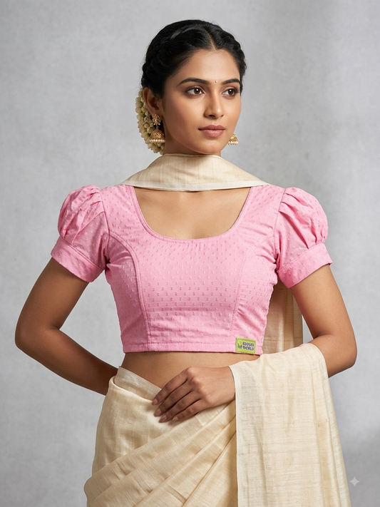 Baby pink puff hands stretchable blouse 👚 (xxlsize￼