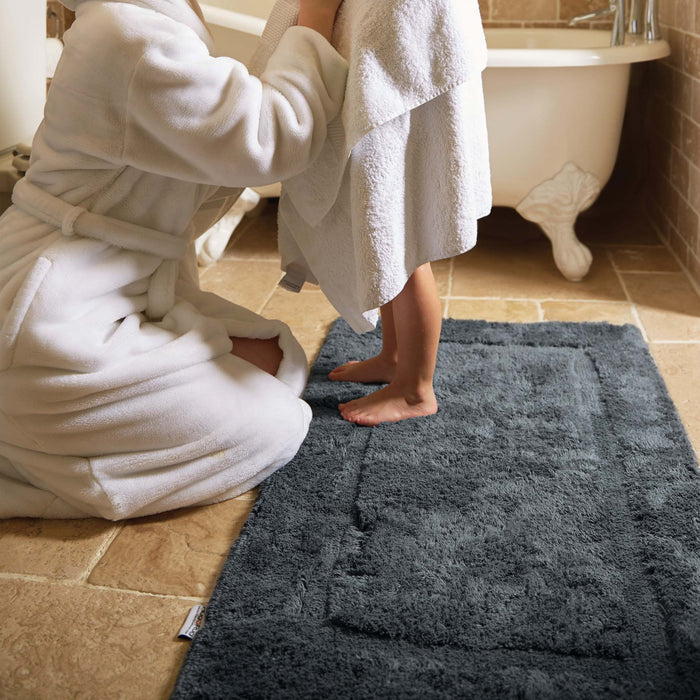 Bamboo Charcoal Border Bath Mat - 100% bamboo bath mat featuring a carved border.