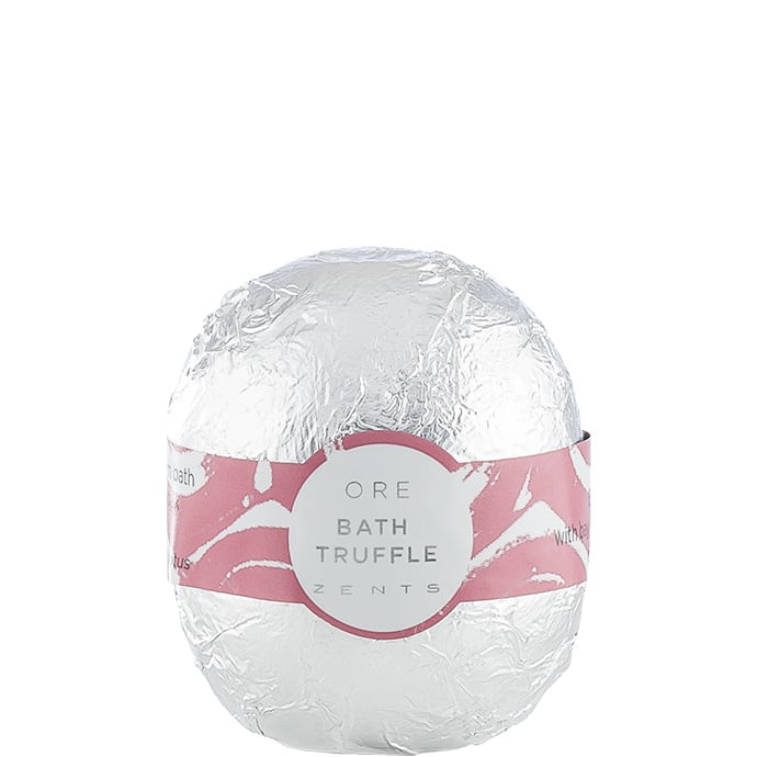 Bath Truffle | Zents wrapped in shiny silver foil with a pink and white label, designed for skincare and enhancing body care wellness.