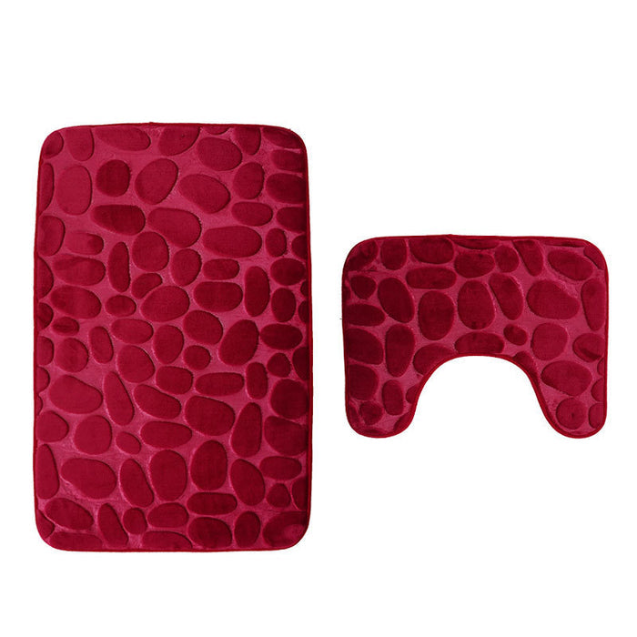 Bathroom Anti-slip Mat Pebble Stone Carpet Toilet Floor Mat Set Bathroom 🇨🇳