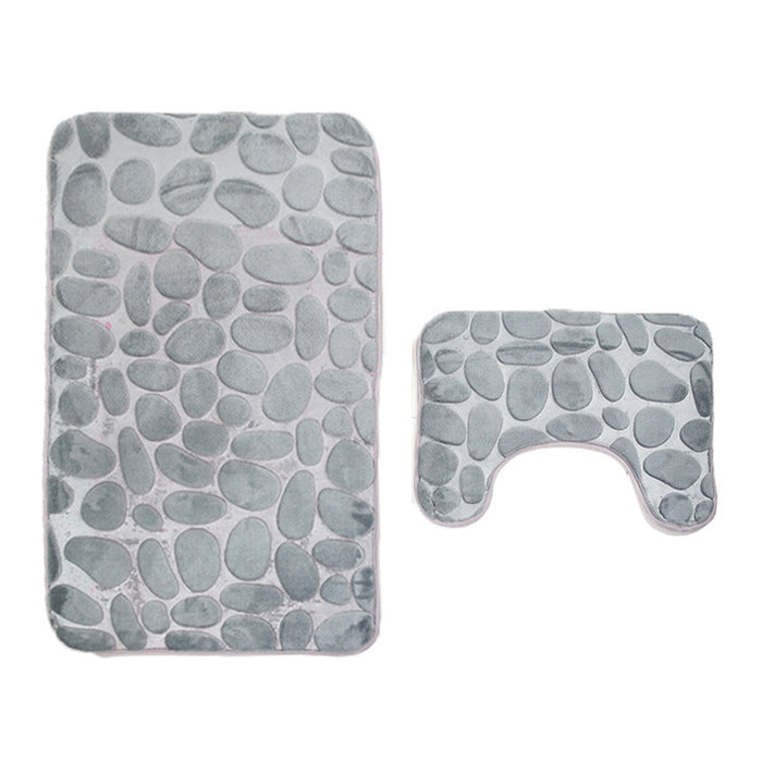 Bathroom Anti-slip Mat Pebble Stone Carpet Toilet Floor Mat Set Bathroom 🇨🇳