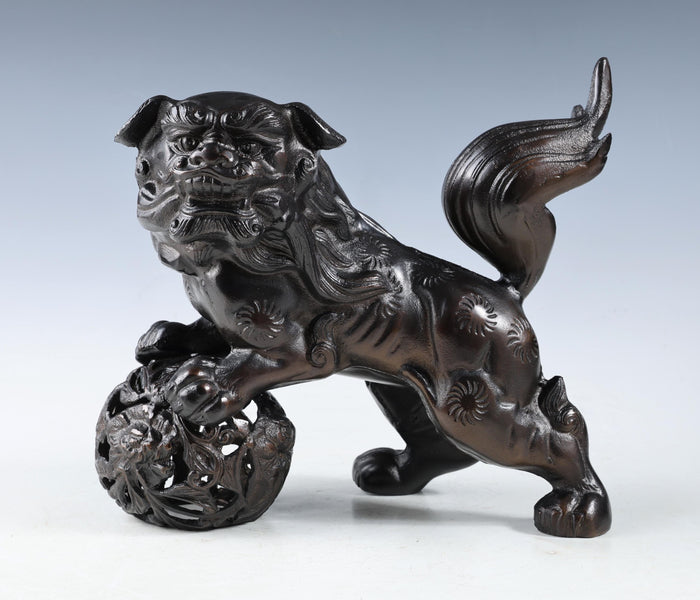 Beautiful Japanese Legendary Bronze Figure Good Atmosphere Leo Komainu