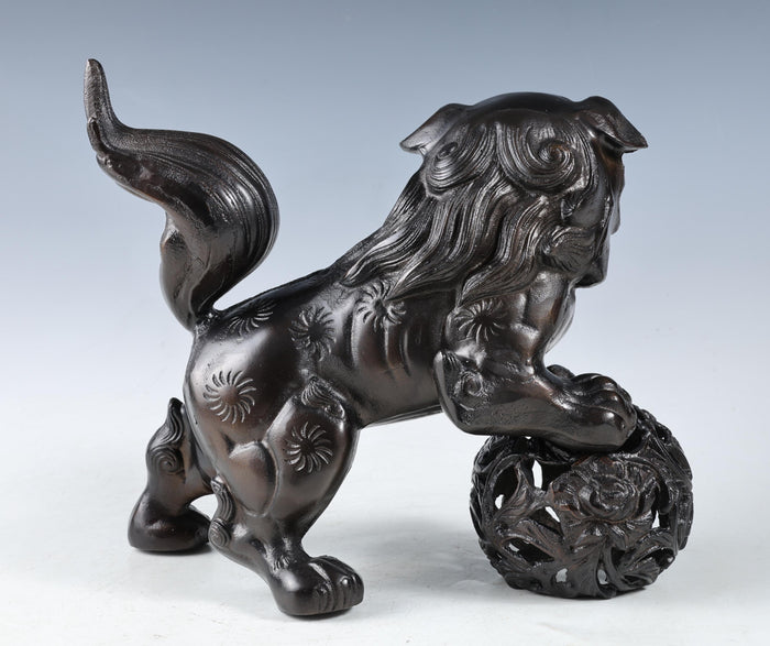 Beautiful Japanese Legendary Bronze Figure Good Atmosphere Leo Komainu