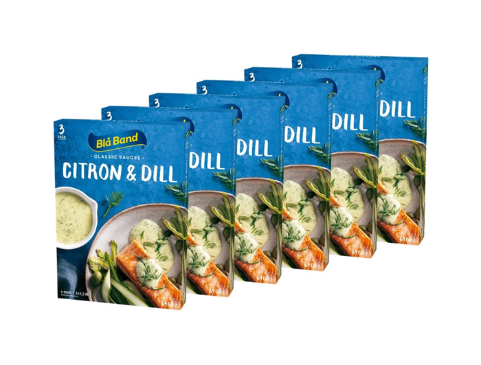 Blå Band Citron & Dillsås 6 × (3 × 2.5dl / 8.45 fl oz) – Authentic Swedish Lemon & Dill Sauce Mix