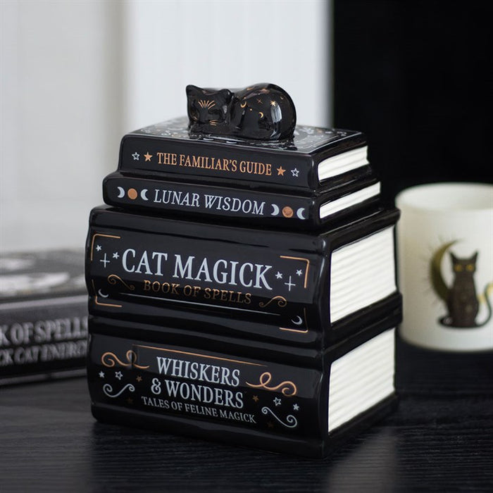 Black Cat Book Stack Oil Burner with Cat 🇬🇧