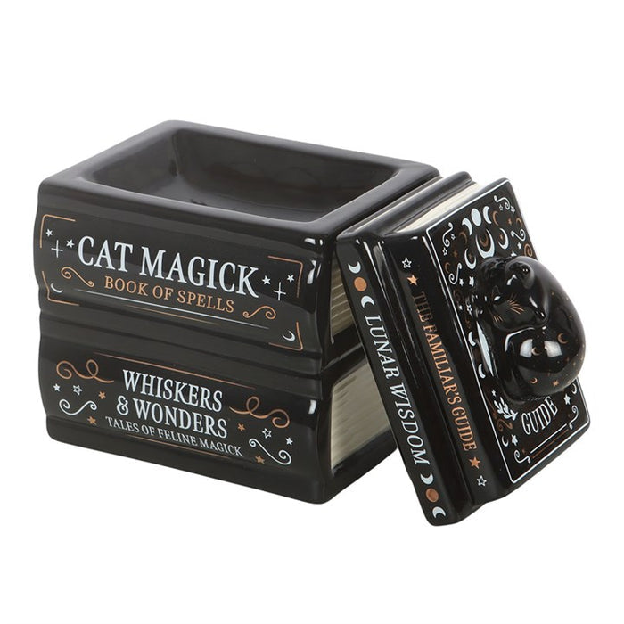 Black Cat Book Stack Oil Burner with Cat 🇬🇧
