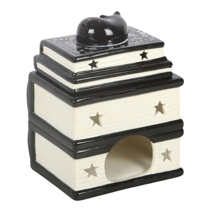 Black Cat Book Stack Oil Burner with Cat 🇬🇧