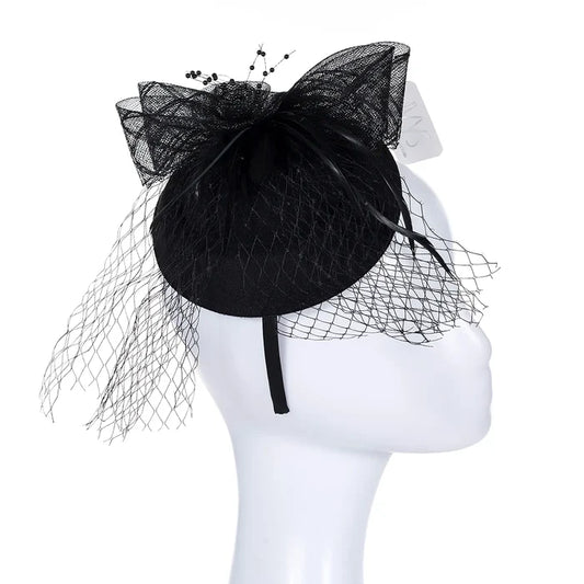 Black Fascinator with Organza Bow