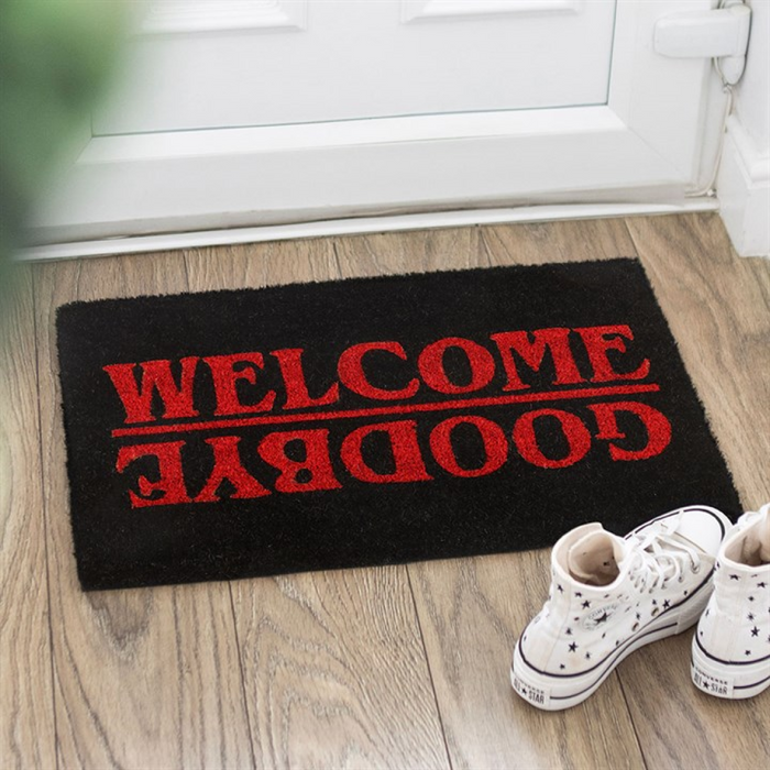 Black Welcome Goodbye Doormat 🇬🇧