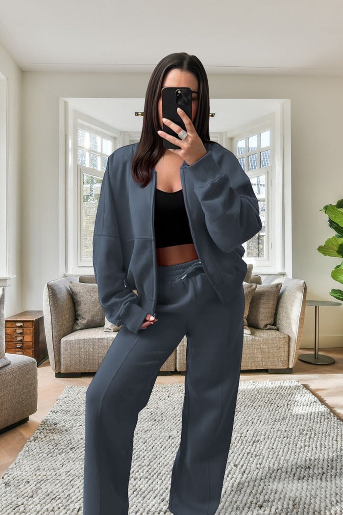 Bomber New Style Oversized Fleece Zipper and Wide Leg Tracksuit 🇬🇧
