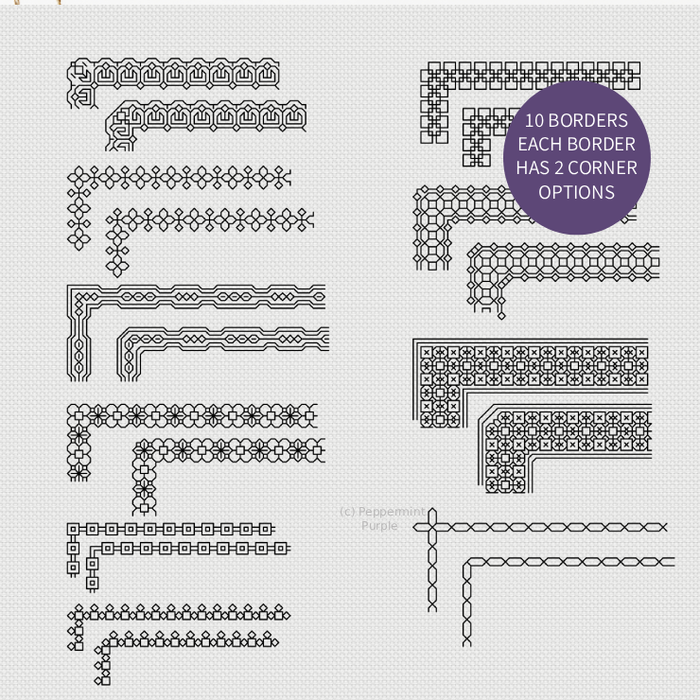 Borders & Corners - Set 1 Blackwork Font by Peppermint Purple