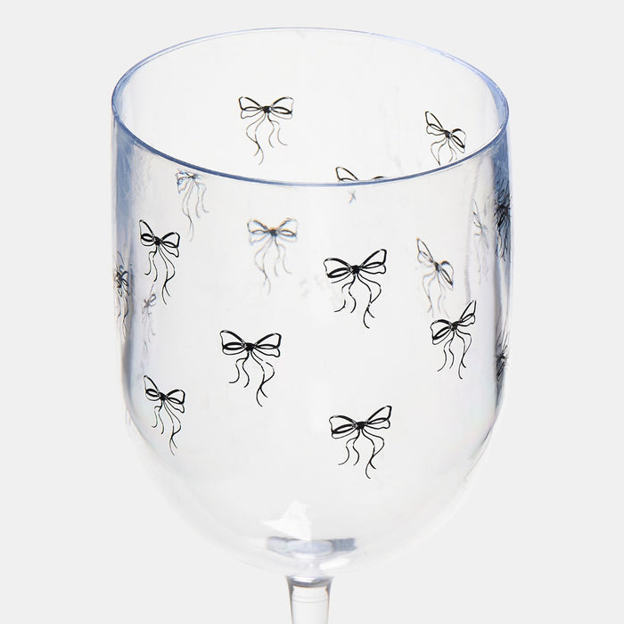 Bow Print Plastic Wine Glasses, Monochrome/Clear - 4 Pack 🇬🇧