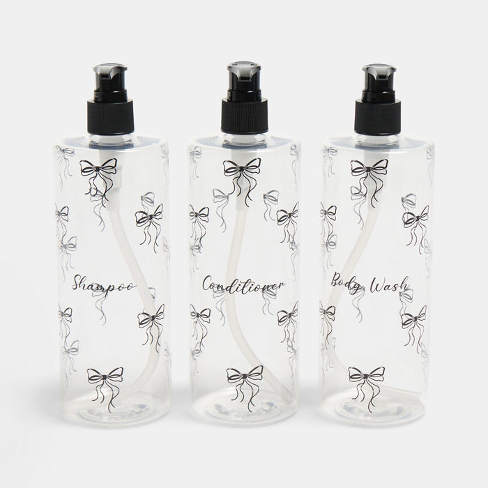 Bows Dispenser Bottles, Clear/Black - 3 Pack 🇬🇧