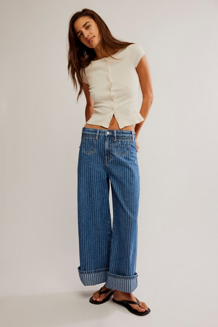 Brette Cropped Wide Leg - Bittersweet Blue