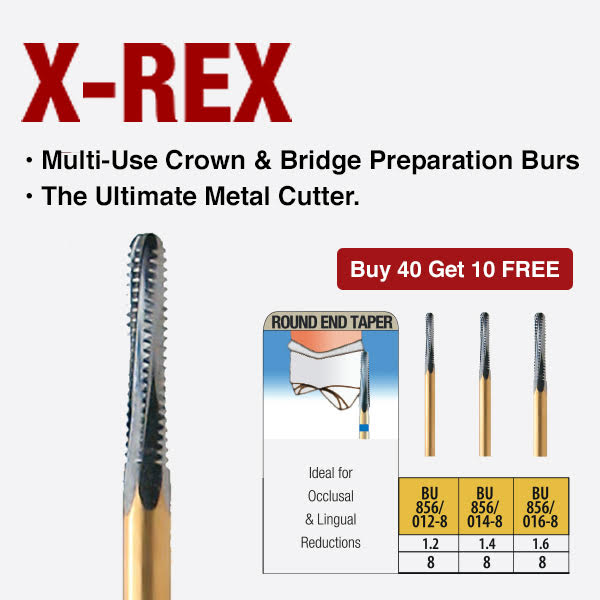 BU856-014-8 ,  10-pk  X-REX Multi-Use Crown & Bridge Preparation Burs, The Ultimate Metal Cutter