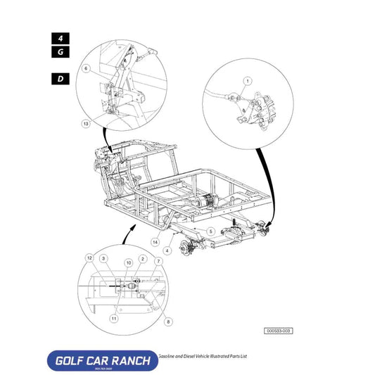CABLE CRANK BELL MAIN - 102712701 CLUB CAR CA/XRT REPAIR PART