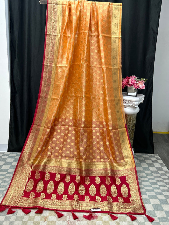 Chanderi silk saree by Kurti Connection USA
