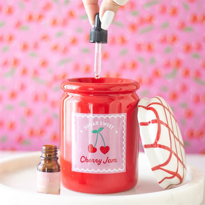 Cherry Jam Jar Oil Burner and Wax Warmer 🇬🇧