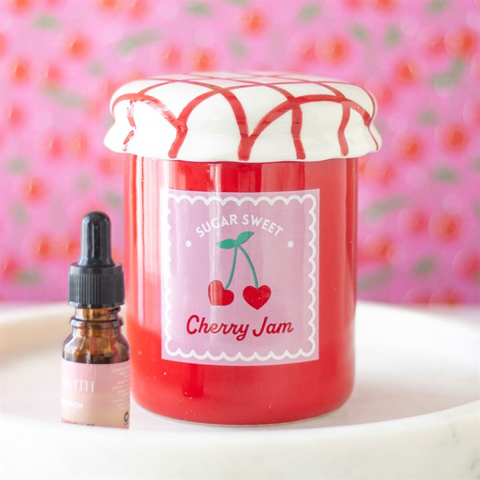 Cherry Jam Jar Oil Burner and Wax Warmer 🇬🇧