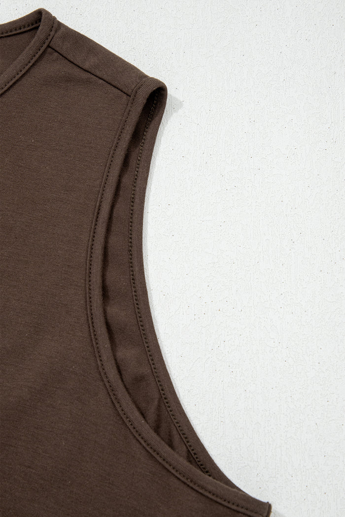 Coffee Plus Size Solid Color Bow Tie Peplum Tank Top 🇺🇸