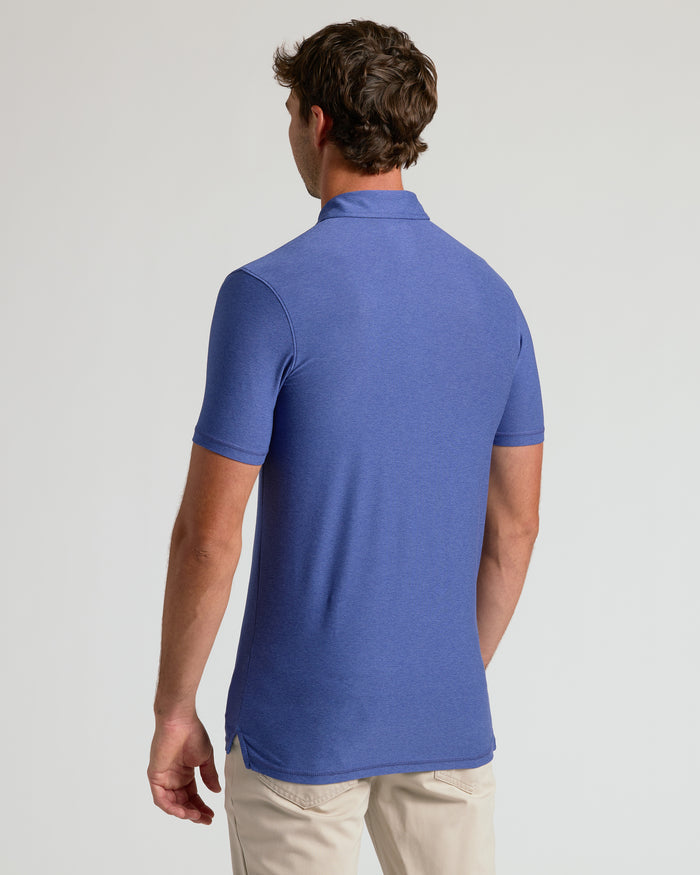 Back view of Cosmos Short Sleeve Tall Active Polo on man.